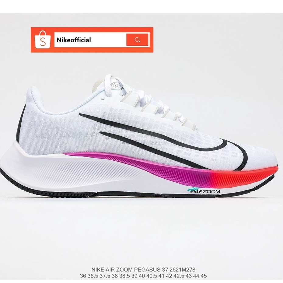 【 2 สี】ของแท้ 100% NIKE Zoom Pegasus 37 Turbo 2 วิ่งสีขาว/ดำสำหรับผู้ชายและผู้หญิง รองเท้า Hot sale