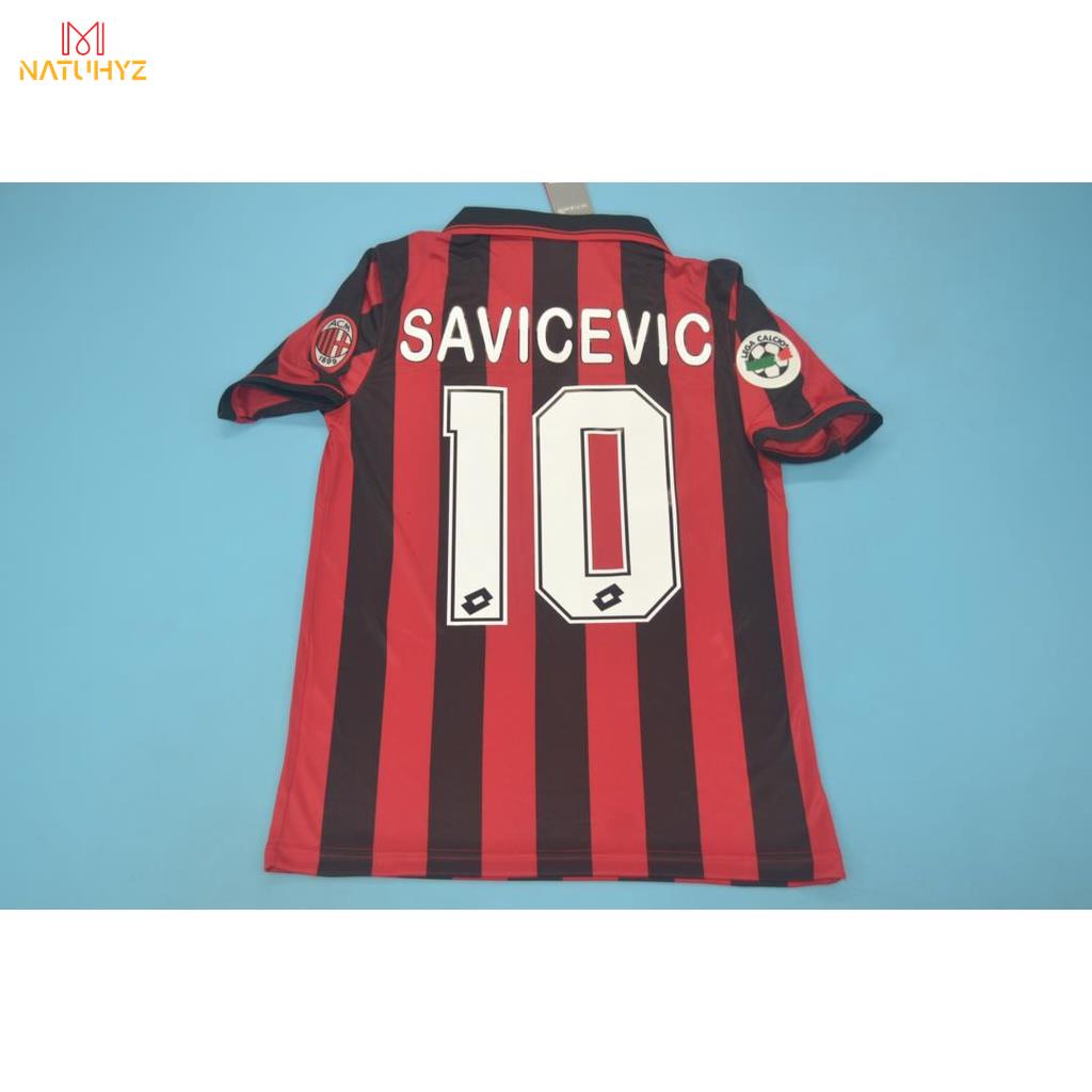 เสื้อกีฬาแขนสั้น ลายทีมชาติฟุตบอล Milan 96-97 ชุดเหย้า สไตล์เรโทร