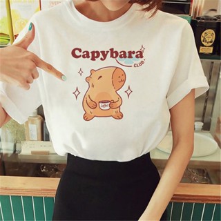 Capybara เสื้อยืด สไตล์ญี่ปุ่น ฮาราจูกุ สตรีท สําหรับผู้หญิง