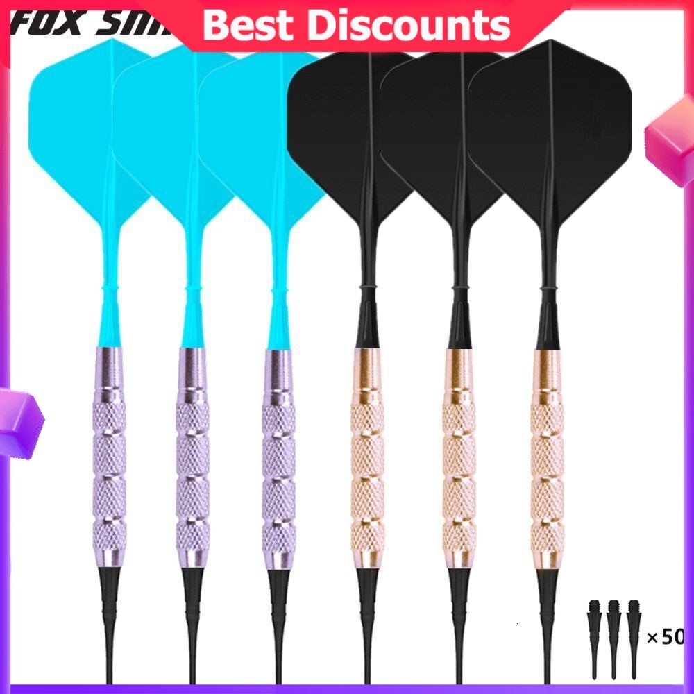Fox Smiling 6PCS 17g อิเล็กทรอนิกส์ Soft Tip ลูกดอกเที่ยวบินและเพลาแบบบูรณาการ 50 ชิ้น Soft Tips