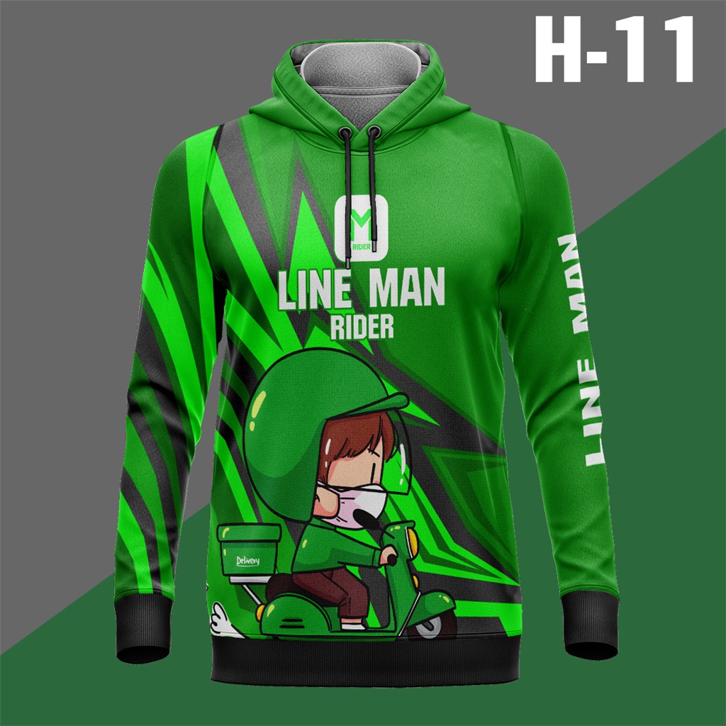เสื้อฮู้ดแขนยาว Hoodle เสื้อแกร็ป เสื้อไรเดอร์ Line Man Rider ไซท์ใหญ่สุด รอบอก60นิ้ว