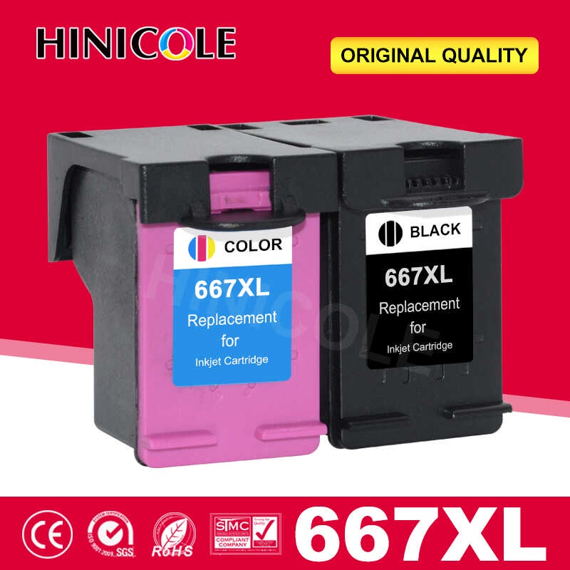 เปลี่ยนตลับหมึก HINICOLE 667XL สำหรับ HP 667 XL สำหรับเครื่องพิมพ์ HP 667 Deskj