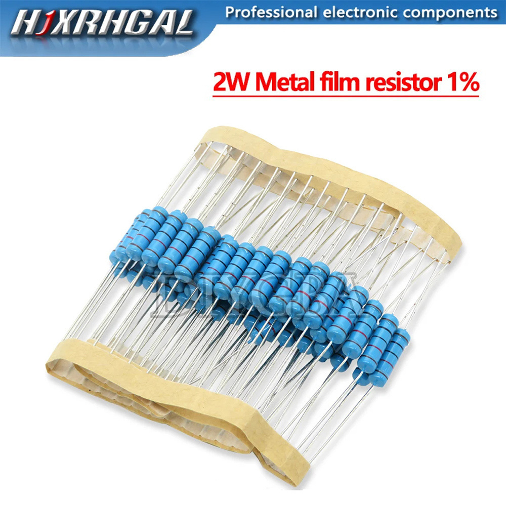20PCS 2W ตัวต้านทานฟิล์มโลหะ 1% 18R-2K 18R 27R 36R 68R 91R 120R 180R 360R 680R 82R 1K 1.5K 2K Ohmic 