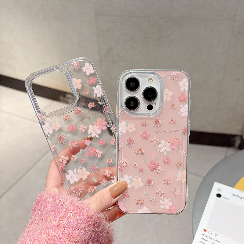 SAMSUNG แฟชั่นดอกไม้สีชมพูสดเคสโทรศัพท์สําหรับsamsung A02 A02S A03 A04 A04S A05 A05S A10 A10S A11A12 A13 A14 A15 A16 A20 A20 A20S A21S A23 M02 M10 นุ่ม
