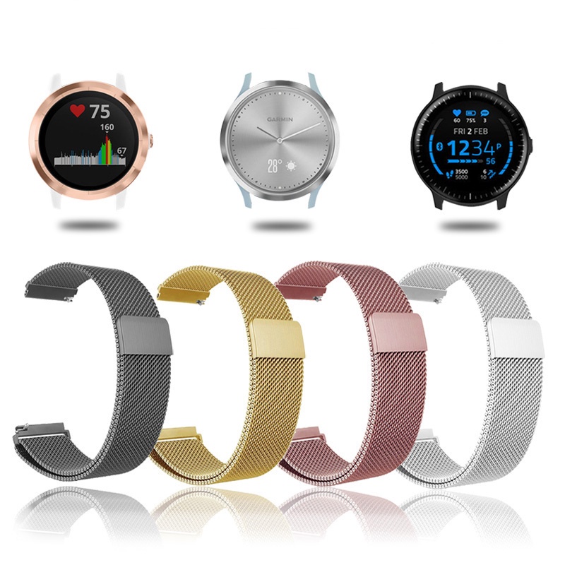 สายนาฬิกาข้อมือ สเตนเลส โลหะ 18 20 22 มม. สําหรับ Garmin Forerunner 265 255 255S 265S 245 245M 645 645M 55 165 158 Venu 2 2S 3S Venu2 45 มม. Vivoactive 4S 3S 4