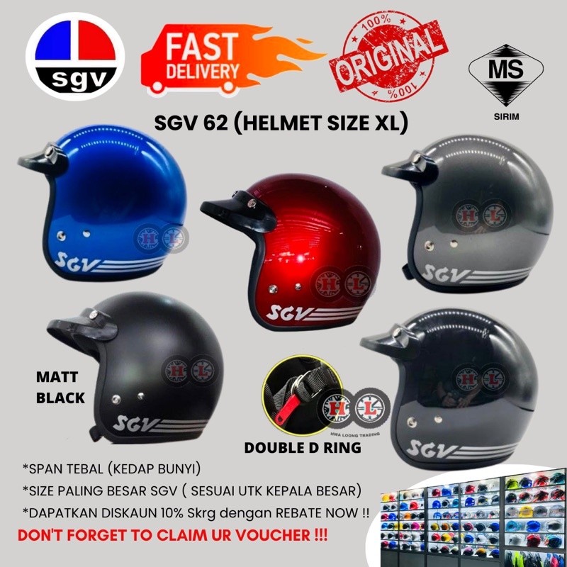 hot🔥การประกันคุณภาพ🔥 import SGV Helmet SGV 62 Special Size XL (3 Button) SGV Helmet Keldar Hats A