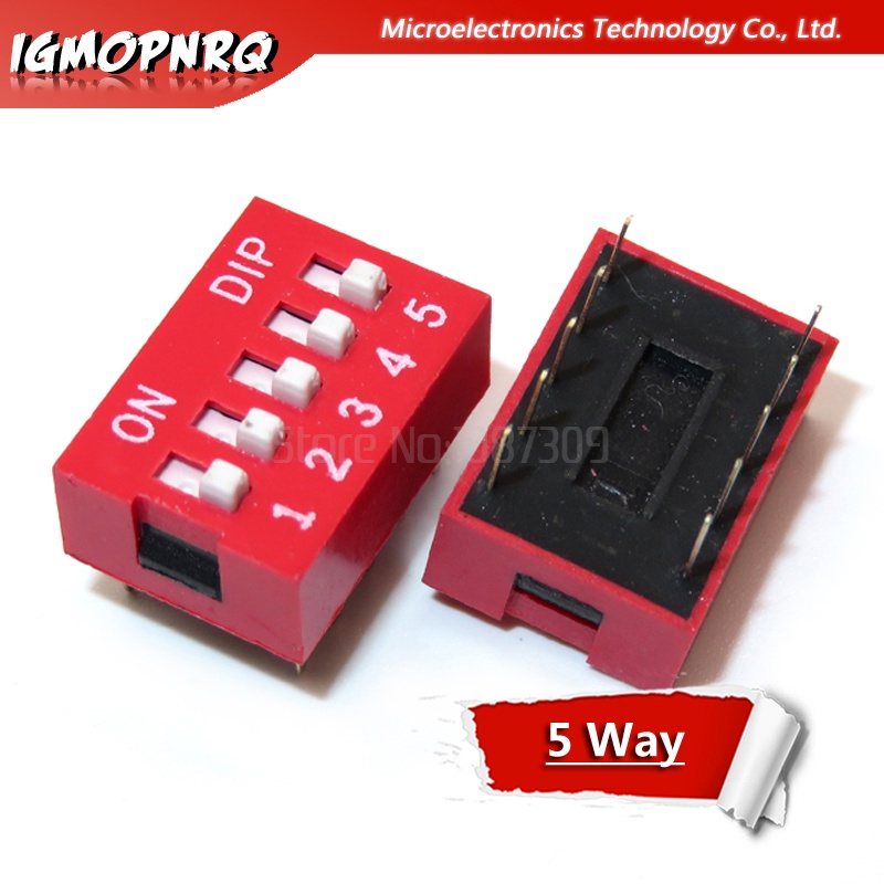 10PCS DIP Switch 5 Way 2.54mm Toggle Switch Red Snap Switch อิเล็กทรอนิกส์