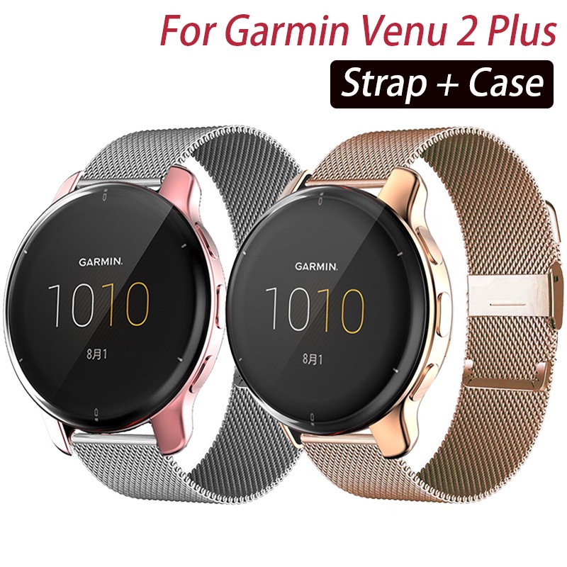 เคสโทรศัพท์มือถือ โลหะ พร้อมสายคล้องมือ สําหรับ Garmin Venu 2 Plus Venu 2 2S Vivoactive 4 4s Forerunner 245