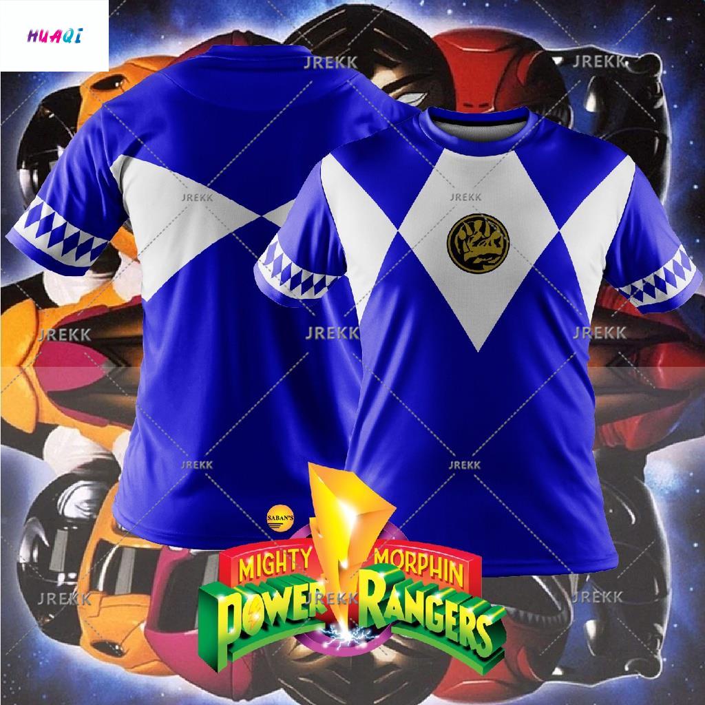 เสื้อยืดระเหิด FAZZ PR02 - POWER RANGERS MIGHTY MORPHIN BLUE COSPLAY