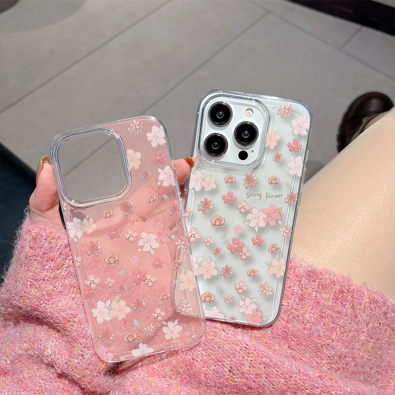 SAMSUNG แฟชั่นดอกไม้สีชมพูสดเคสโทรศัพท์สําหรับsamsung A02 A02S A03 A04 A04S A05 A05S A10 A10S A11A12 A13 A14 A15 A16 A20 A20 A20S A21S A23 M02 M10 นุ่ม