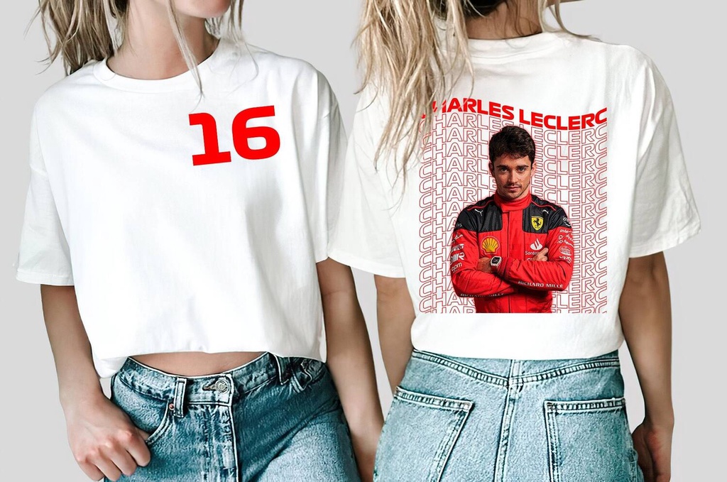 F1 เสื้อเชิ้ต Charles Leclerc Formula One F1 สองด้าน Charles Leclerc เสื้อสเวตเตอร์ Charles Leclerc 