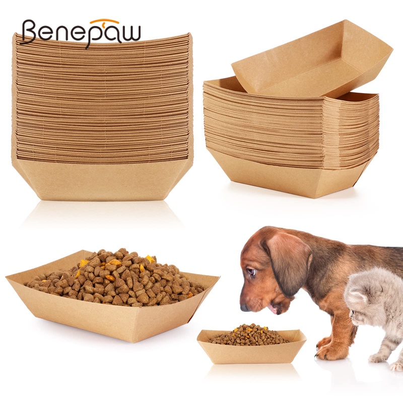 Benepaw ชามใส่อาหารสัตว์เลี้ยง แบบใช้แล้วทิ้ง เป็นมิตรกับสิ่งแวดล้อม สะดวกสบาย สําหรับลูกสุนัข 100 ชิ้น