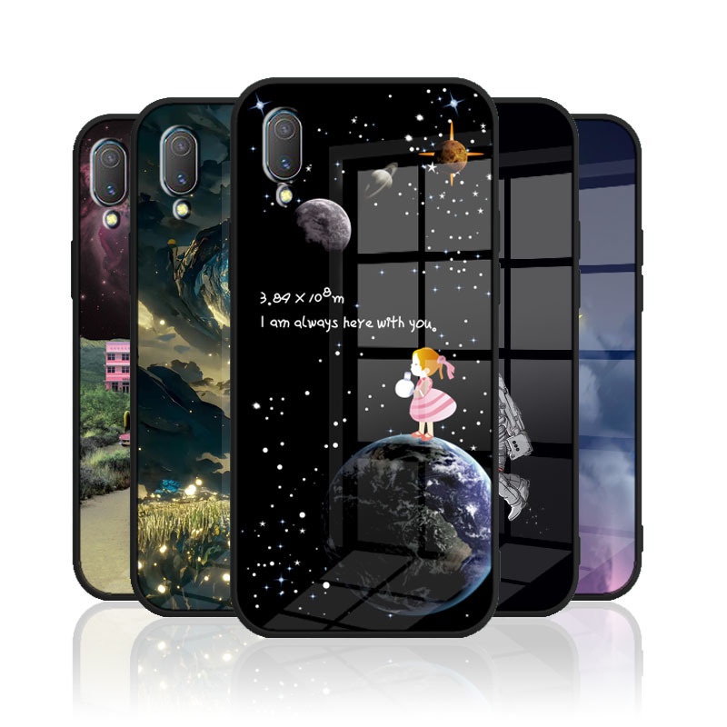 เคสกระจกนิรภัย แบบแข็ง ขอบซิลิโคนนิ่ม สําหรับ VIVO V11 V11pro 1804