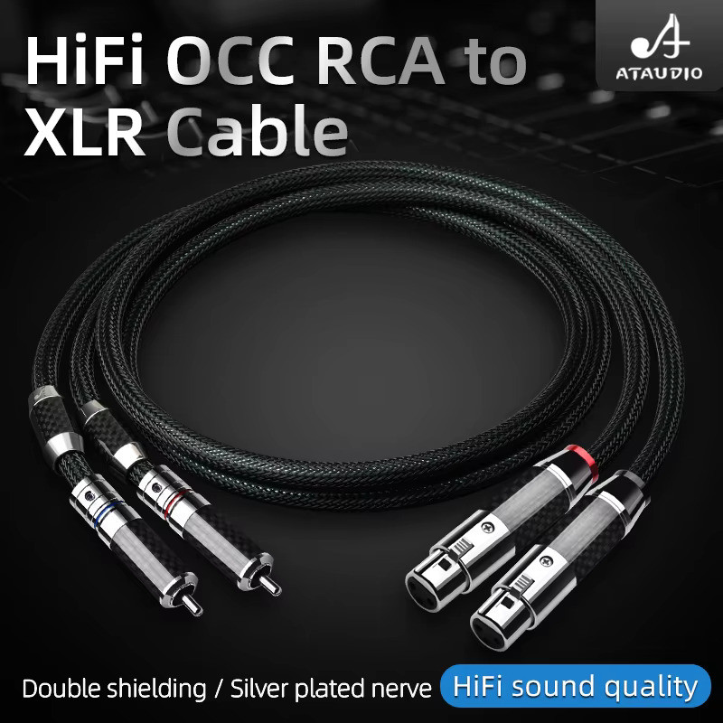 สายสัญญาณเสียง ATAUDIO RCA เป็น XLR ความบริสุทธิ์สูง OCC RCA ถึงสายสัญญาณสมดุลสายสัญญาณเสียง RCA เป็
