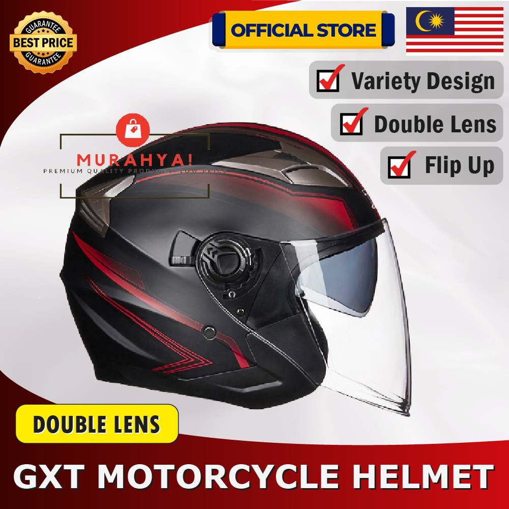 hot🔥การประกันคุณภาพ🔥 import GXT Helmet Motor Topi Keledar Motorcycle GXT Helmet Double Visor Open