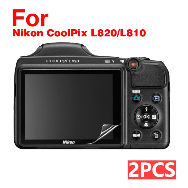 2PCS สําหรับ Nikon CoolPix L820/L810 ฟิล์มป้องกันกล้องฟิล์มหน้าจอฟิล์ม PET แบบนุ่ม