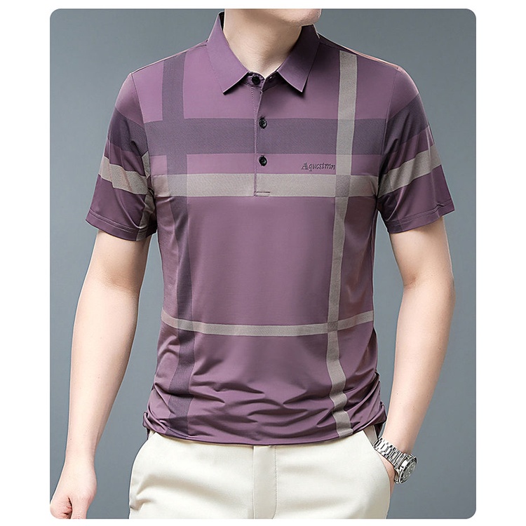 เสื้อโปโลแขนสั้น ผ้าเรยอน ทรงหลวม แบบแห้งเร็ว สไตล์ฮ่องกง สําหรับผู้ชาย
