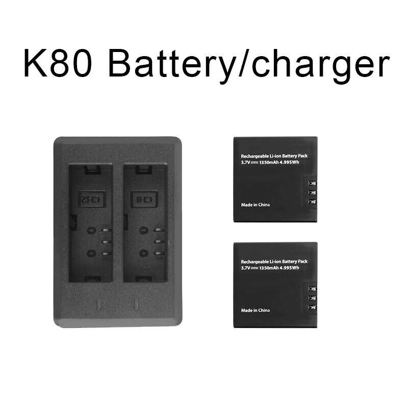 KEELEAD K80 Action Camera Accessories For AKASO Brave 7Le 2-Way Battery Charger 3.7V 1350Mah