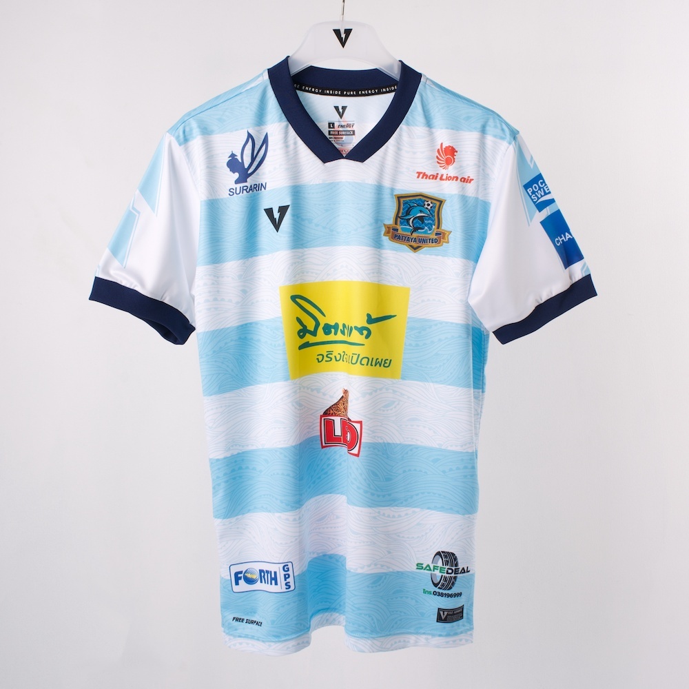 VOLT [สินค้าพร้อมส่ง] เสื้อฟุตบอลเหย้า พัทยา ยูไนเต็ด สีฟ้าขาว ของแท้ VECTOR 001 PATTAYA UNITED HOME JERSEYS 2023/24