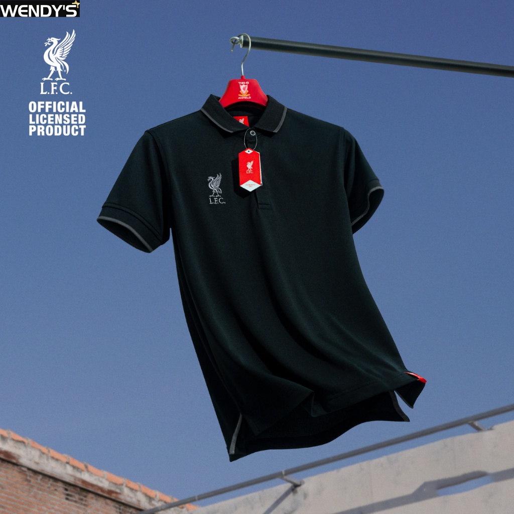 Wendy's store เสื้อโปโลแขนสั้น ผ้าโพลี Liverpool รุ่น สีดำ