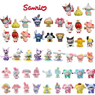 SANRIO โมเดลฟิกเกอร์ PVC รูปการ์ตูนอนิเมะ Hello Kitty Kuromi ของเล่นสําหรับเด็ก จํานวน 6 ชิ้น