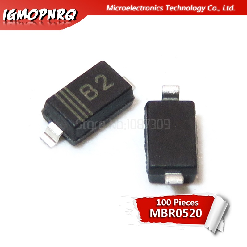 100 ชิ้น MBR0520LT1G SOD123 SOD MBR0520 Surface Mount Schottky Power Rectifier ใหม่และ