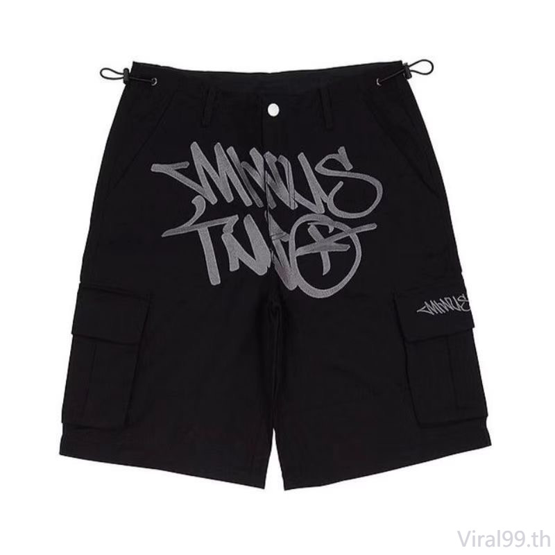 ใหม่ กางเกงขาสั้นลําลอง ลาย Minustwo Cargos Y2K สีดํา แฟชั่นฤดูร้อน สําหรับผู้ชาย 2023