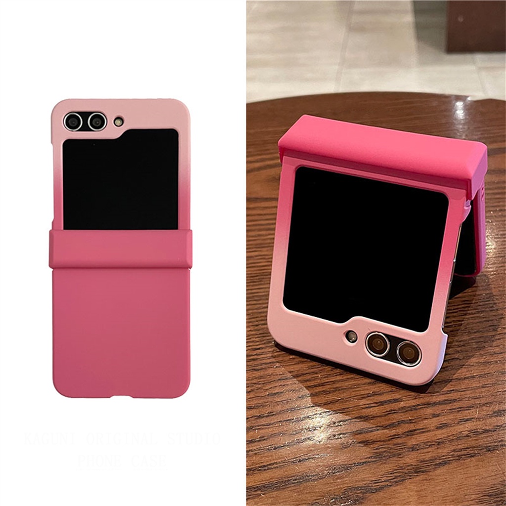 หรูหราเกาหลีสีชมพู Rose Red Gradual เปลี่ยนสําหรับ Samsung Z Flip5 6 Z Flip5 Zflip5 Zflip5 Flip 6 Z Flip 5 กันกระแทก Funda