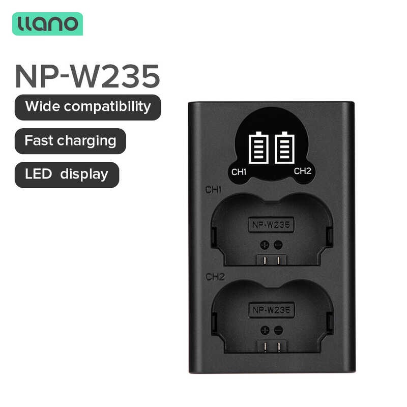 LLANO ที่ชาร์จกล้อง Np-W235 Fuji ช่องคู่ USB LED ดิจิตอลสำหรับ Xt5