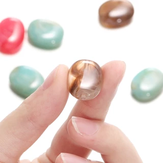 St. kunkka 10 ชิ้นอะคริลิคแบนรอบเลียนแบบลูกปัดหินธรรมชาติแฟชั่น Charm ลูกปัดหลวมสามารถใช้สําหรับ DIY เครื่องประดับทําสร้อยคอสร้อยข้อมือและงานฝีมือ