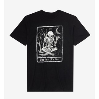 เสื้อยืด พิมพ์ลาย Im Fine Skeleton Tarot Card