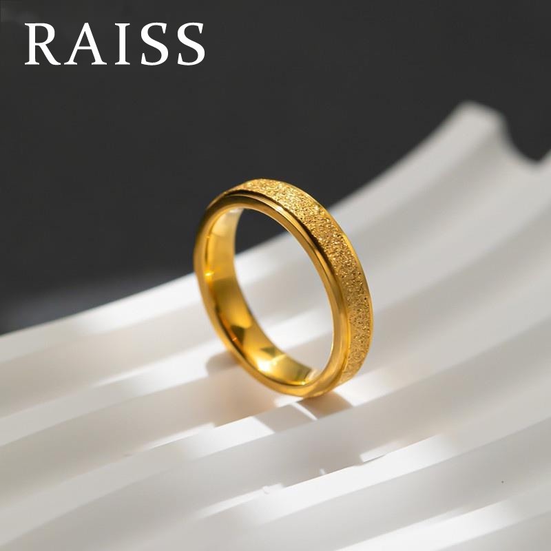 แหวนสแตนเลส ไทเทเนียม สีทอง ขนาด 4 มม. แบบเรียบง่าย แฟชั่นสําหรับผู้หญิง