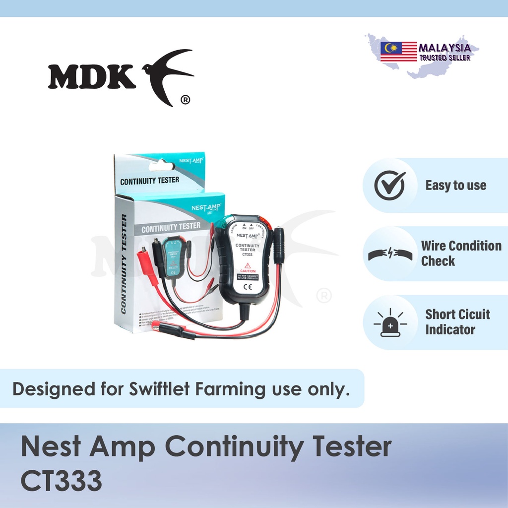 NEST AMP Continuity Tester CT333 สําหรับ Swiftlet Farming
