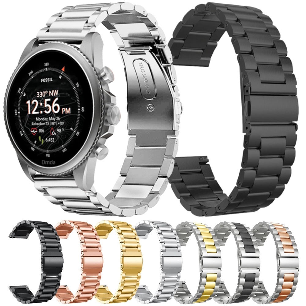 22 มม.สแตนเลสสตีลโลหะสําหรับ Fossil Gen 6 44 มม.Gen6 Gen 5 5e/Gen5 LTE 45 มม.เปลี่ยนนาฬิกาข้อมือสร้อ