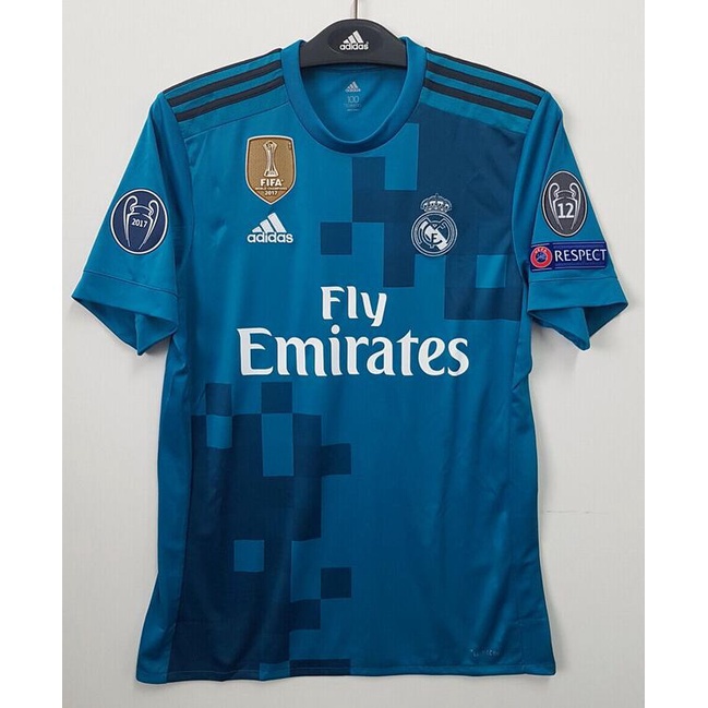 เสื้อกีฬาแขนสั้น ลายทีมฟุตบอล Champions League 17/18 Real Madrid 3rd Champions League Ronaldo 7 17 | เสื้อกีฬาแขนสั้น ลายทีมเรโทร 10 Modric 7 9 Benzema UCL