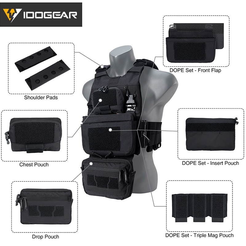Idogear FCSK3.0 ชุดเสื้อกั๊กยุทธวิธี พร้อมกระเป๋าใส่ DOPE 3320