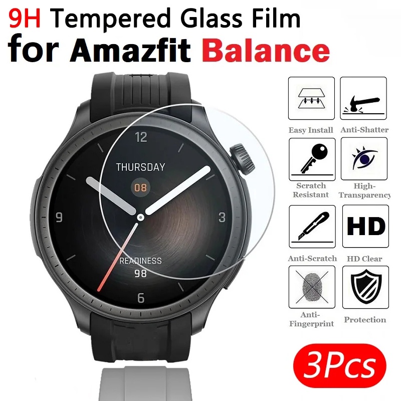 กระจกนิรภัย เพื่อสมดุล Amazfit Balance Smart Watch กระจกกันรอยหน้าจอ สําหรับ Amazfit Balance ฝาครอบป้องกัน ฟิล์มกระจกนิรภัย