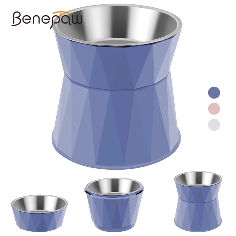 Benepaw ชามสเตนเลส กันลื่น ทนทาน ปลอดสารพิษ พร้อมขาตั้ง ทําความสะอาดง่าย สําหรับสัตว์เลี้ยง สุนัข