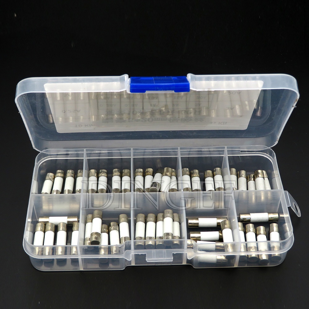 50PCS 10 ชนิด Fast เซรามิคฟิวส์ชุด 250V 5 มม.x 20 มม.0.25A 0.5A 1A 2A 3A 5A 8A 10A 15A 20 AMP ฟิวส์หลอด Assortment ibuw