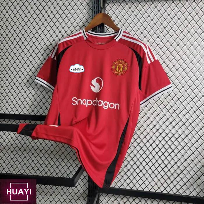 เสื้อกีฬาแขนสั้น ลายทีมฟุตบอล Manchester United 24 25 ชุดเหย้า สําหรับผู้ชาย