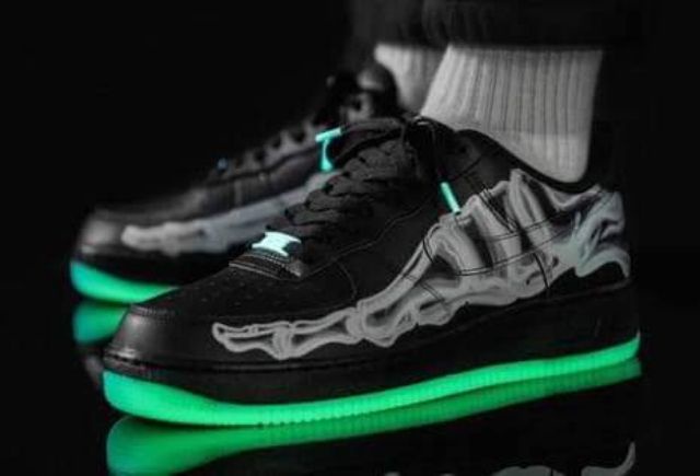 Nike Air Force 1 Skeleton "เรืองแสงในความมืด" รองเท้า true
