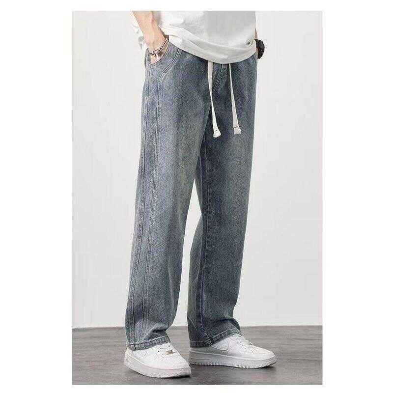 Mr9 Cargo Jeans E012 กางเกงยีนส์ คาร์โก้ ขายาวชาย เอวยางยืด มีสายผูก กางเ