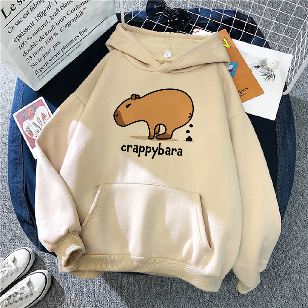 Capybara เสื้อกันหนาว เสื้อฮู้ดดี้ สไตล์เกาหลีวินเทจ สําหรับผู้หญิง