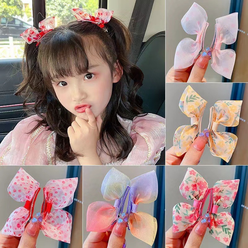 กิ๊บติดผม ประดับโบว์ ไล่โทนสี น่ารัก สไตล์เจ้าหญิง สําหรับเด็กผู้หญิง จํานวน 2 ชิ้น
