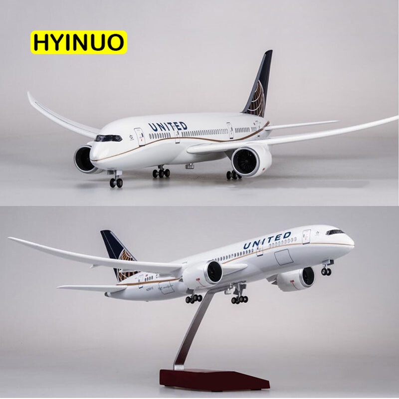 1/130 Scale 43 ซม.เครื่องบิน 787 B787 Dreamliner เครื่องบิน United Airlines รุ่นล้อไฟ Diecast เรซิ่น
