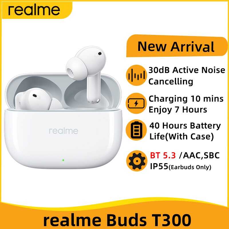 Realme Buds T300 True Wireless 30Db Active Noise Cancelling Bluetooth 5.3 TWS Earphone 40 Hours Bat
