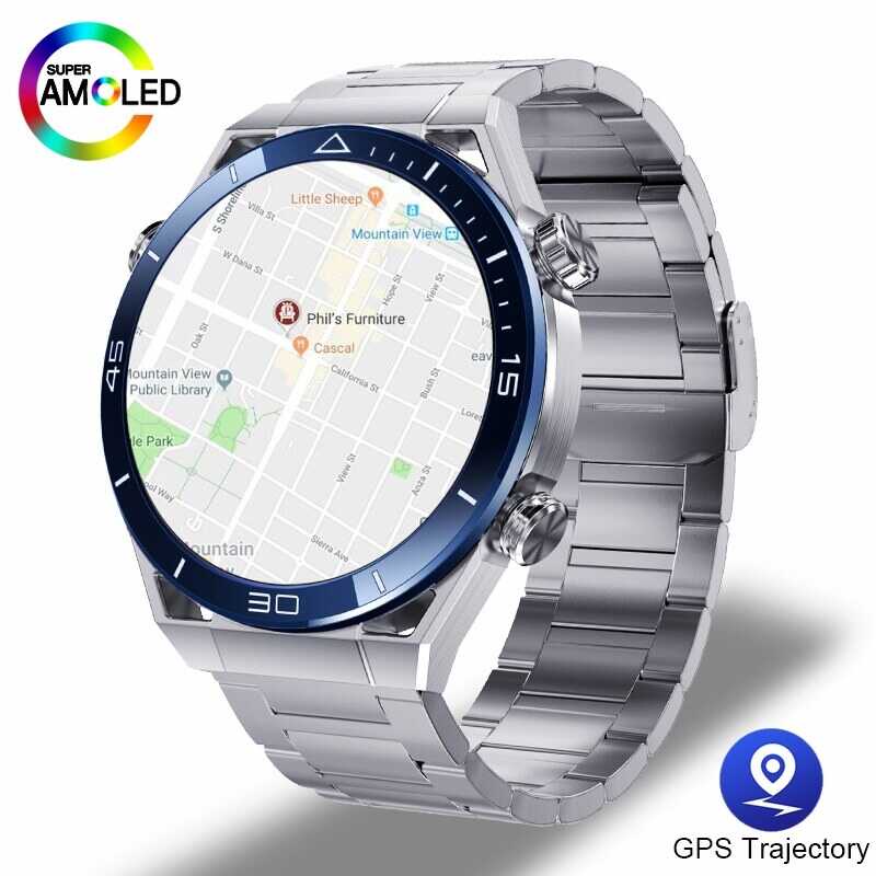 △♞☢ For Huawei Xiaomi NFC Smart Watch Men GPS Tracker AMOLED 454X454 HD Screen Heart Rate ECG PP