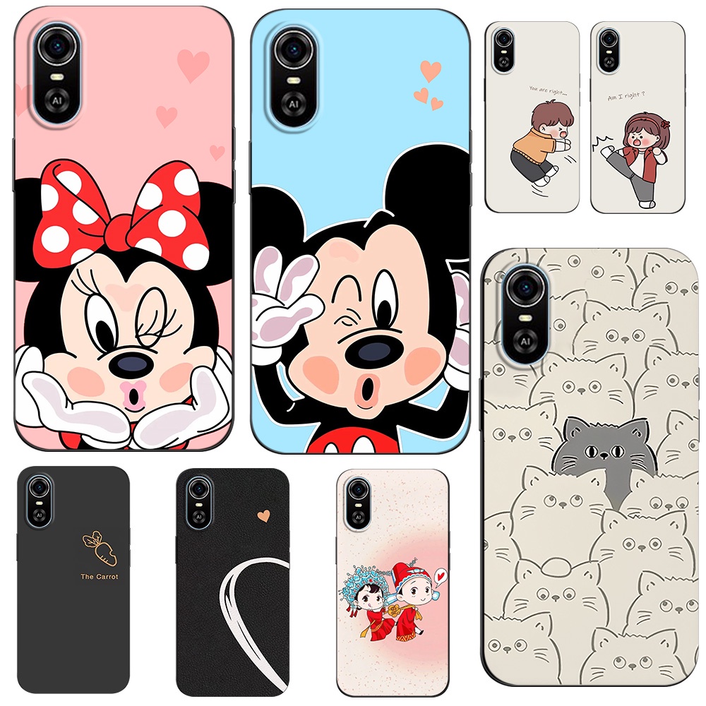 คู่เคสโทรศัพท์สําหรับ Zte Blade A31 Plus Cp กรณีสีชมพู Mickey Mouse Minnie Spiderman Spider Gwen Black Cat Spongebob Panda กระต่าย @1003