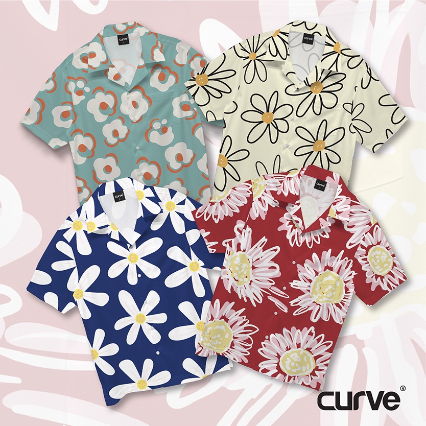 สงกรานต์ CURVE เสื้อฮาวายลายดอกไม้รับสงกรานต์ SET88