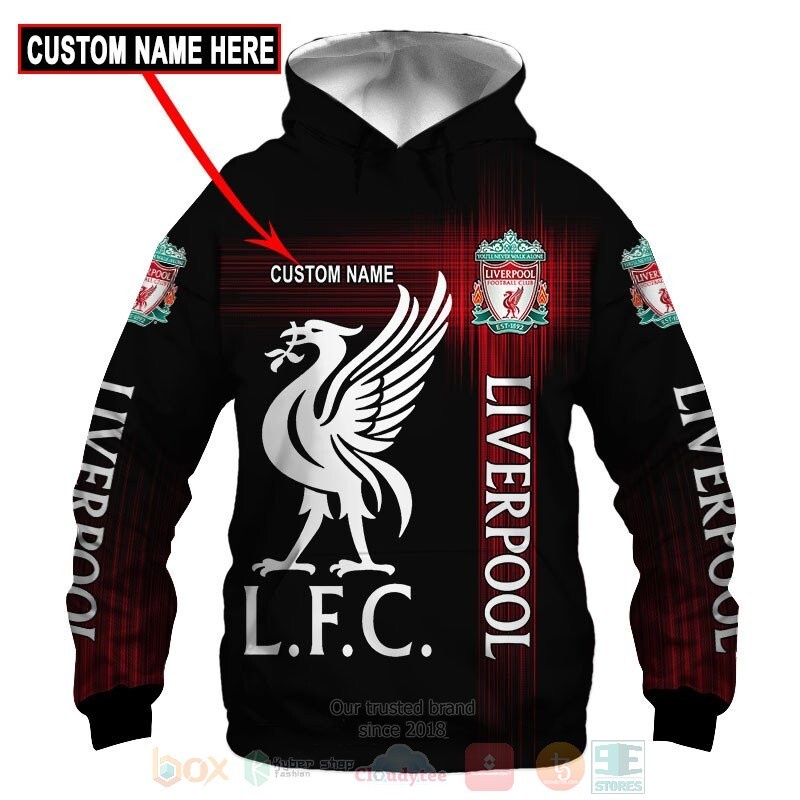 เสื้อกันหนาว มีฮู้ด ลาย Liverpool LFC สีดํา